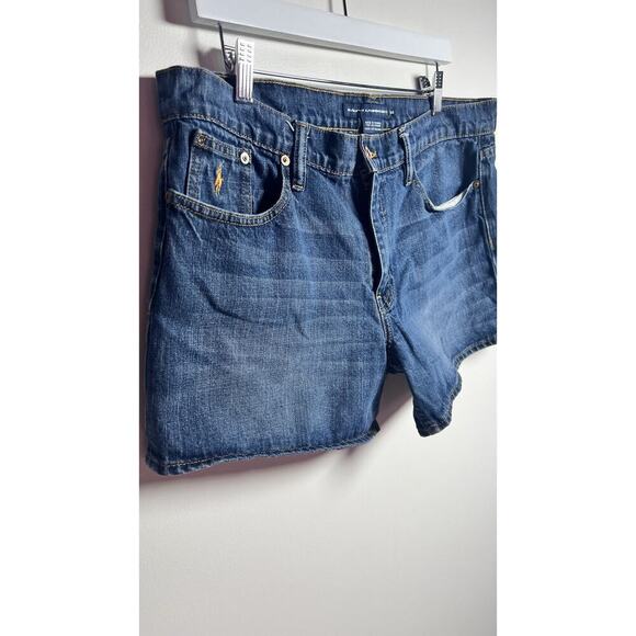 RALPH LAUREN SPORT Womens Medium Wash Distressed Denim Blue Jean Shorts Size 14 - Picture 3 of 7